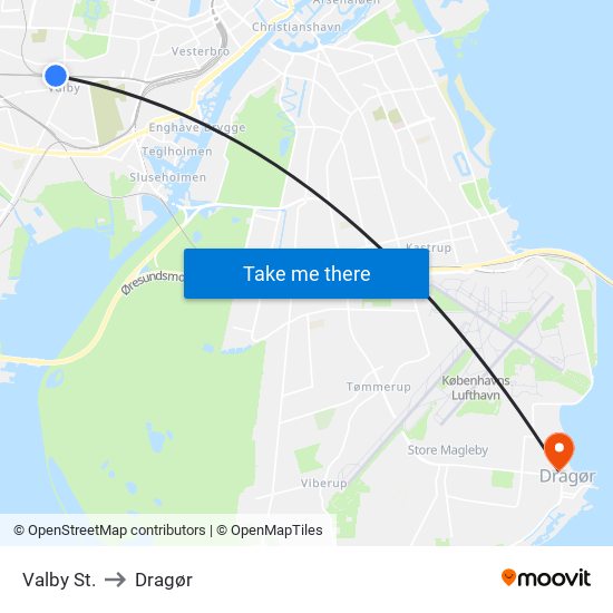 Valby St. to Dragør map