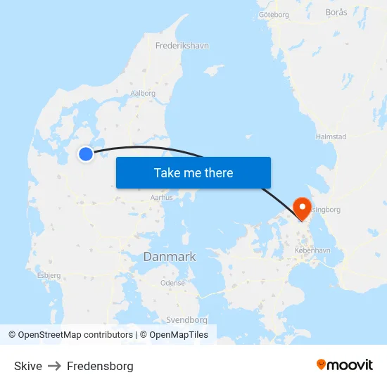 Skive to Fredensborg map