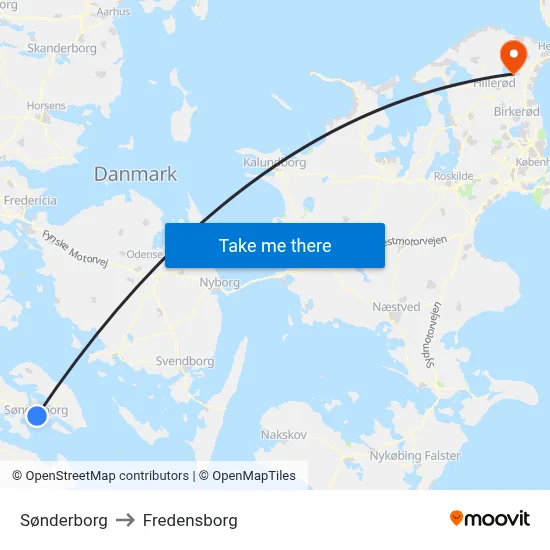 Sønderborg to Fredensborg map