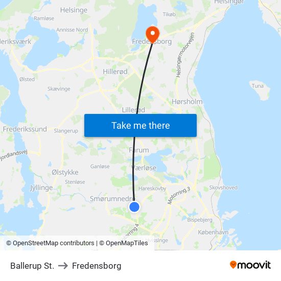 Ballerup St. to Fredensborg map