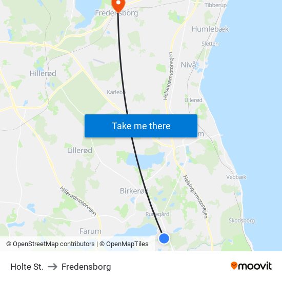 Holte St. to Fredensborg map