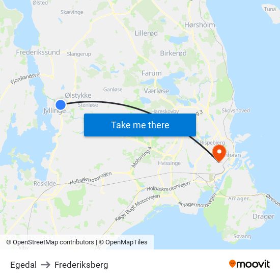 Egedal to Frederiksberg map