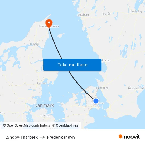 Lyngby-Taarbæk to Frederikshavn map