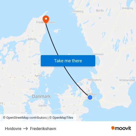 Hvidovre to Frederikshavn map