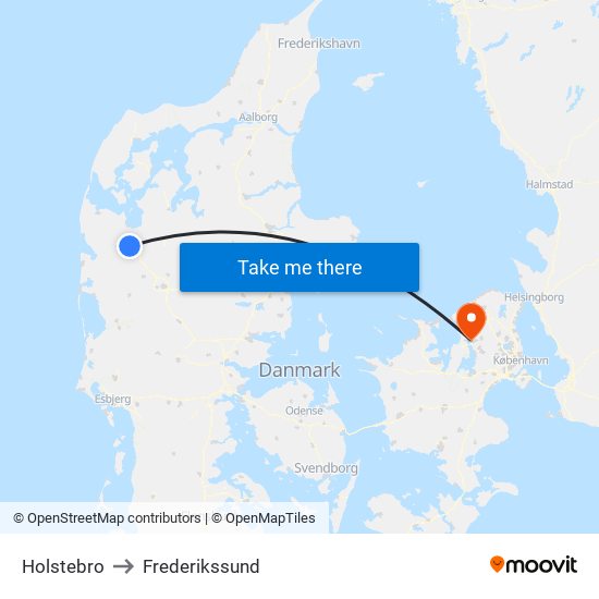 Holstebro to Frederikssund map