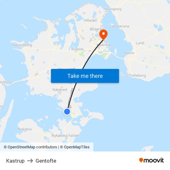 Kastrup to Gentofte map