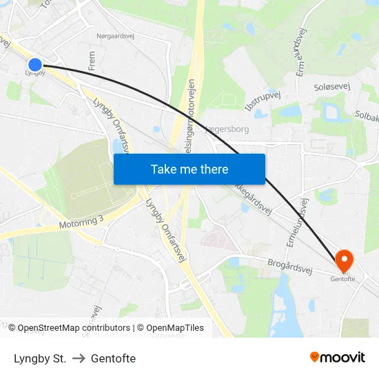Lyngby St. to Gentofte map