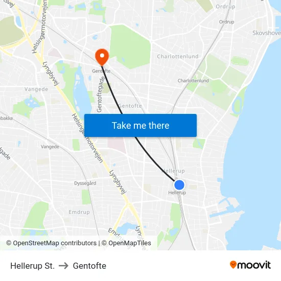 Hellerup St. to Gentofte map