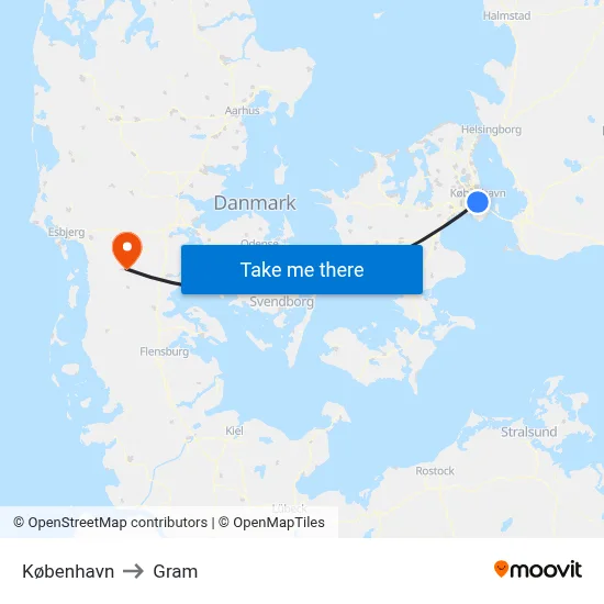 København to Gram map