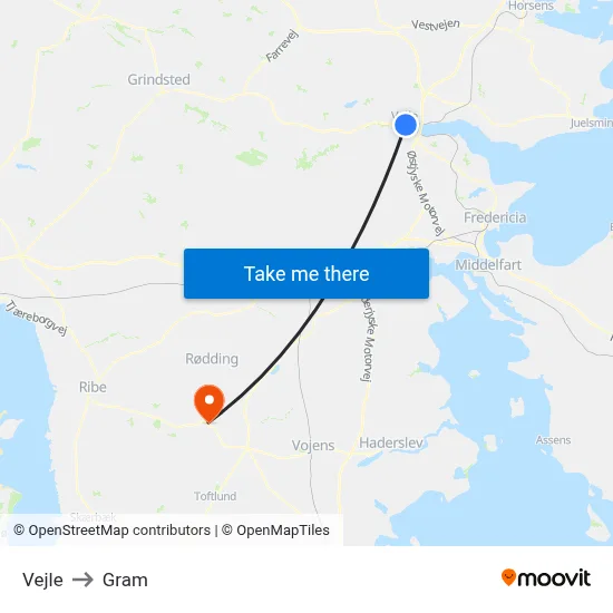 Vejle to Gram map
