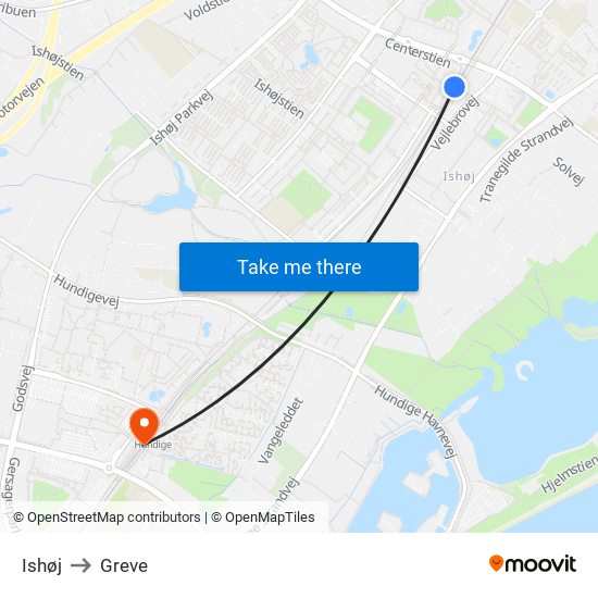 Ishøj to Greve map