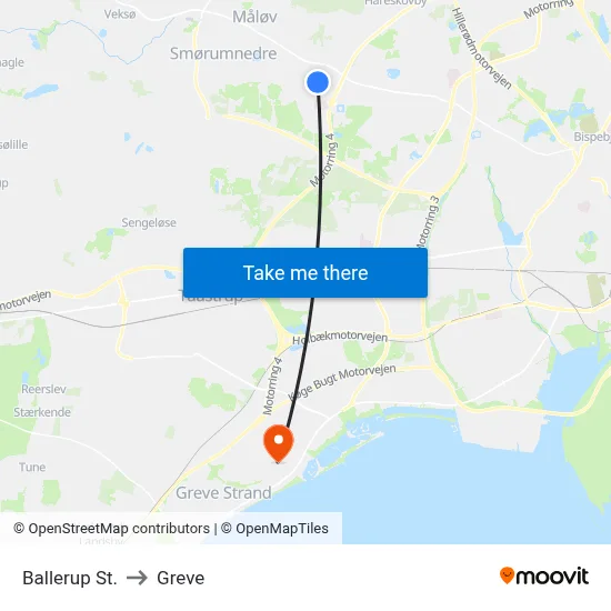 Ballerup St. to Greve map