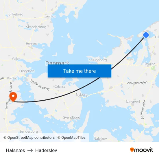 Halsnæs to Haderslev map