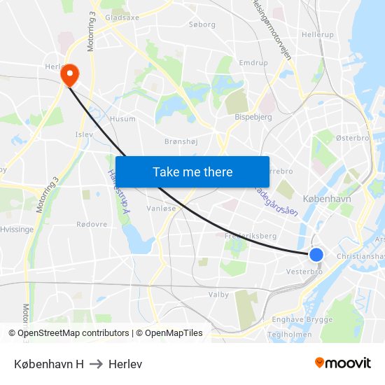 København H to Herlev map