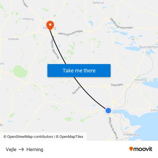 Vejle to Herning map