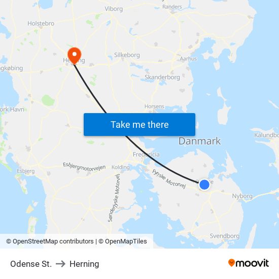 Odense St. to Herning map