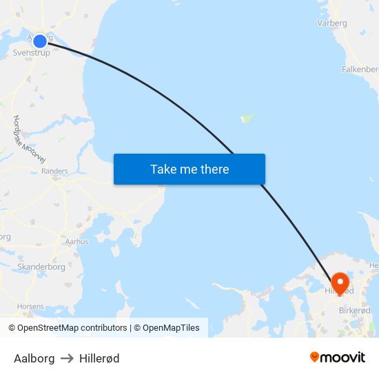 Aalborg to Hillerød map