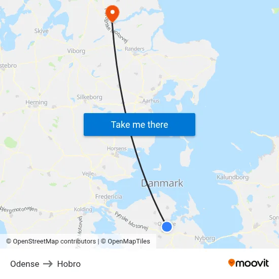Odense to Hobro map