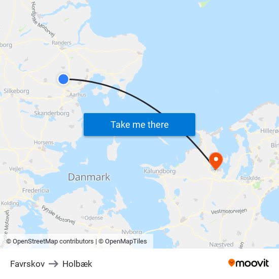 Favrskov to Holbæk map
