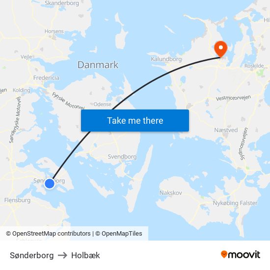 Sønderborg to Holbæk map