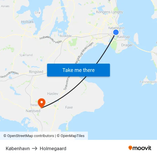 København to Holmegaard map