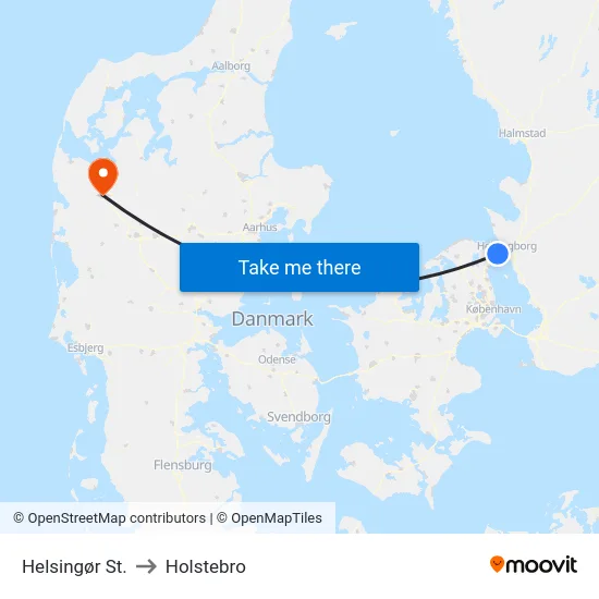Helsingør St. to Holstebro map