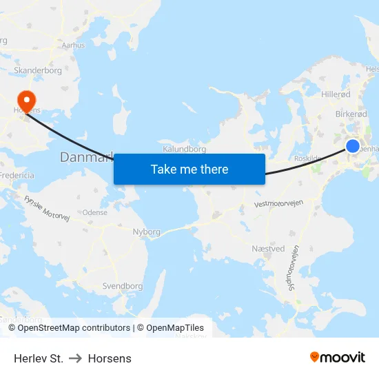 Herlev St. to Horsens map