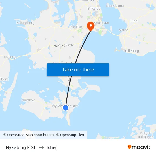 Nykøbing F St. to Ishøj map
