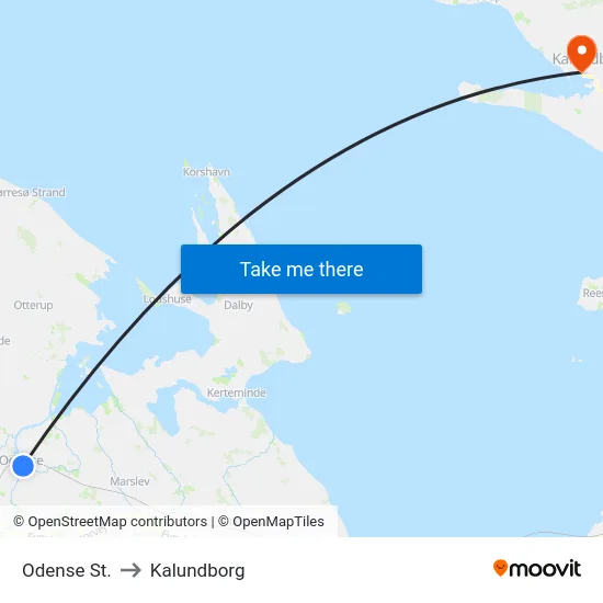 Odense St. to Kalundborg map