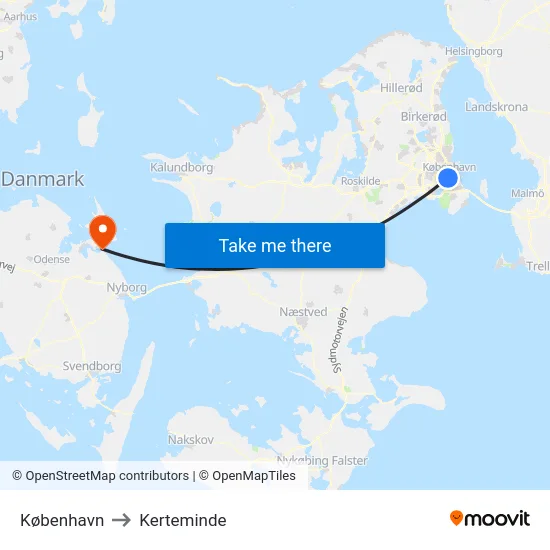 København to Kerteminde map
