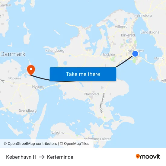 København H to Kerteminde map