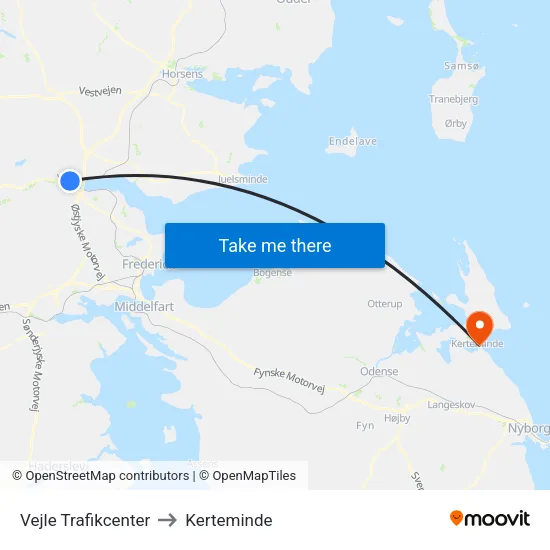 Vejle Trafikcenter to Kerteminde map