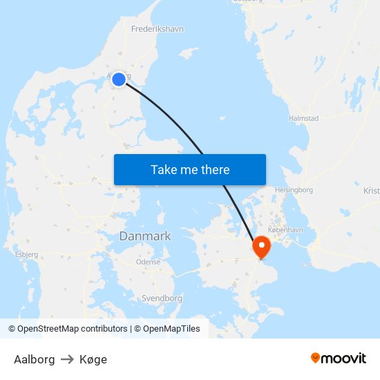 Aalborg to Køge map