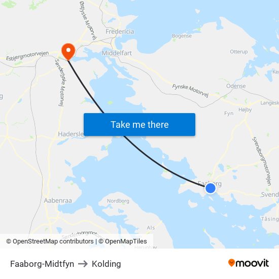 Faaborg-Midtfyn to Kolding map