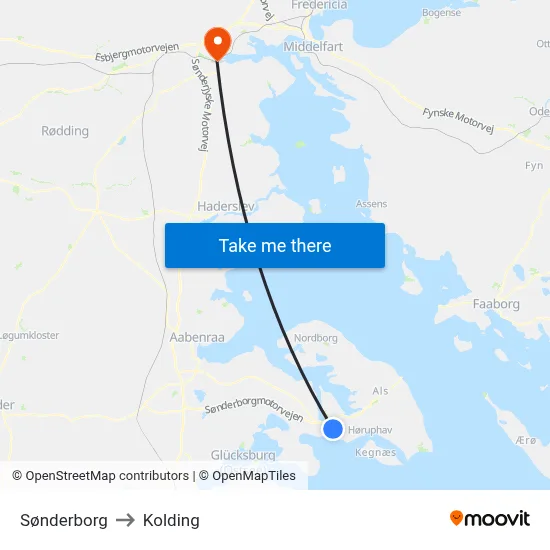 Sønderborg to Kolding map