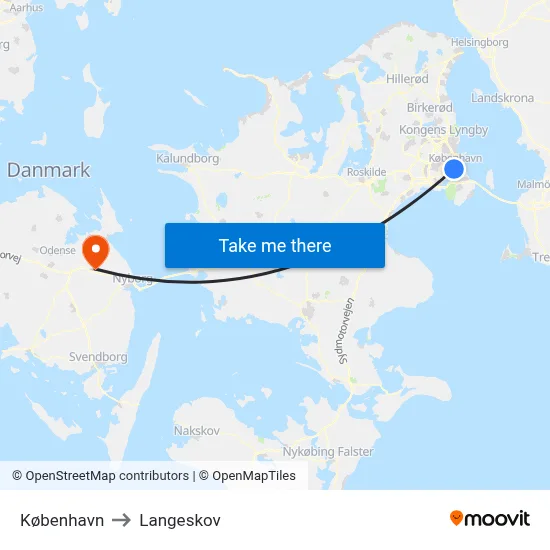 København to Langeskov map