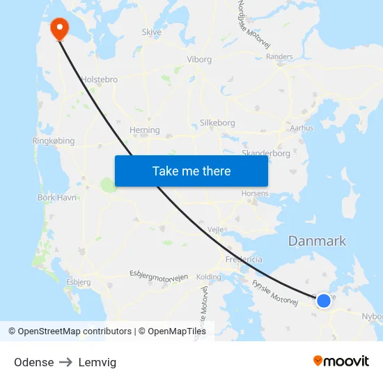 Odense to Lemvig map
