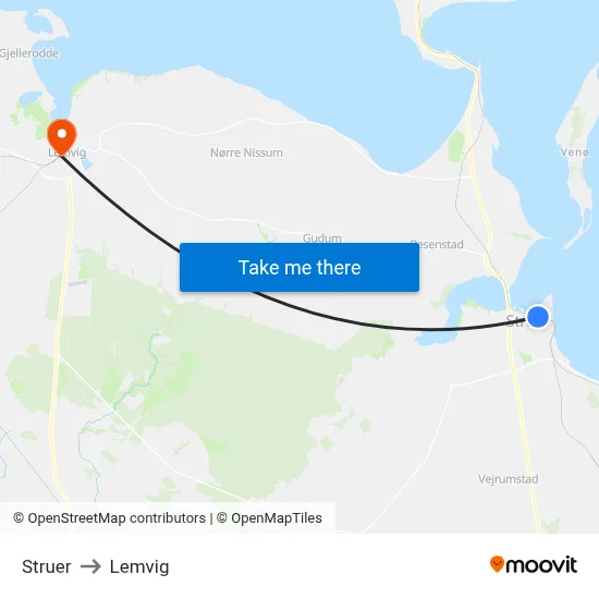 Struer to Lemvig map