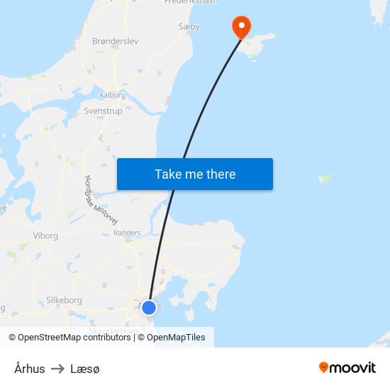 Århus to Læsø map