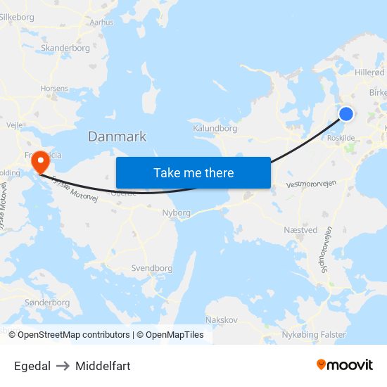 Egedal to Middelfart map