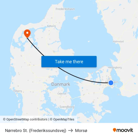 Nørrebro St. (Frederikssundsvej) to Morsø map