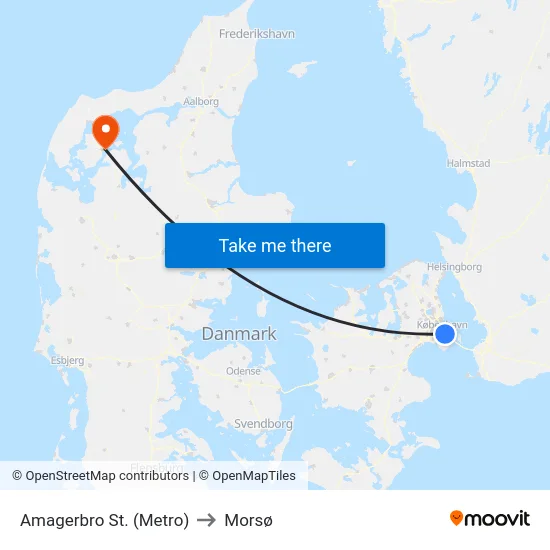 Amagerbro St. (Metro) to Morsø map