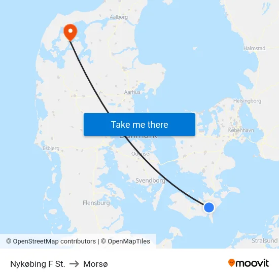 Nykøbing F St. to Morsø map