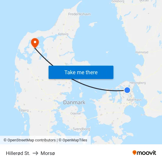 Hillerød St. to Morsø map