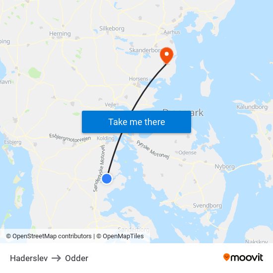 Haderslev to Odder map