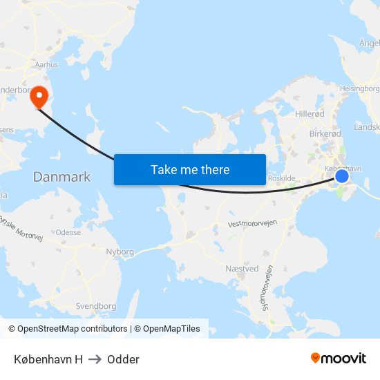 København H to Odder map