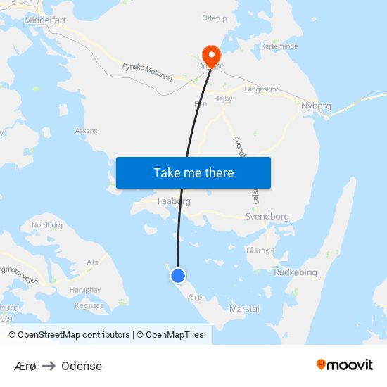 Ærø to Odense map