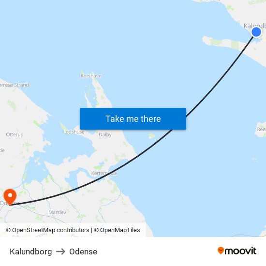 Kalundborg to Odense map