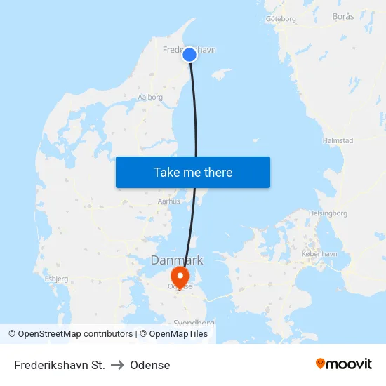 Frederikshavn St. to Odense map