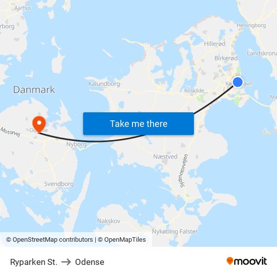 Ryparken St. to Odense map